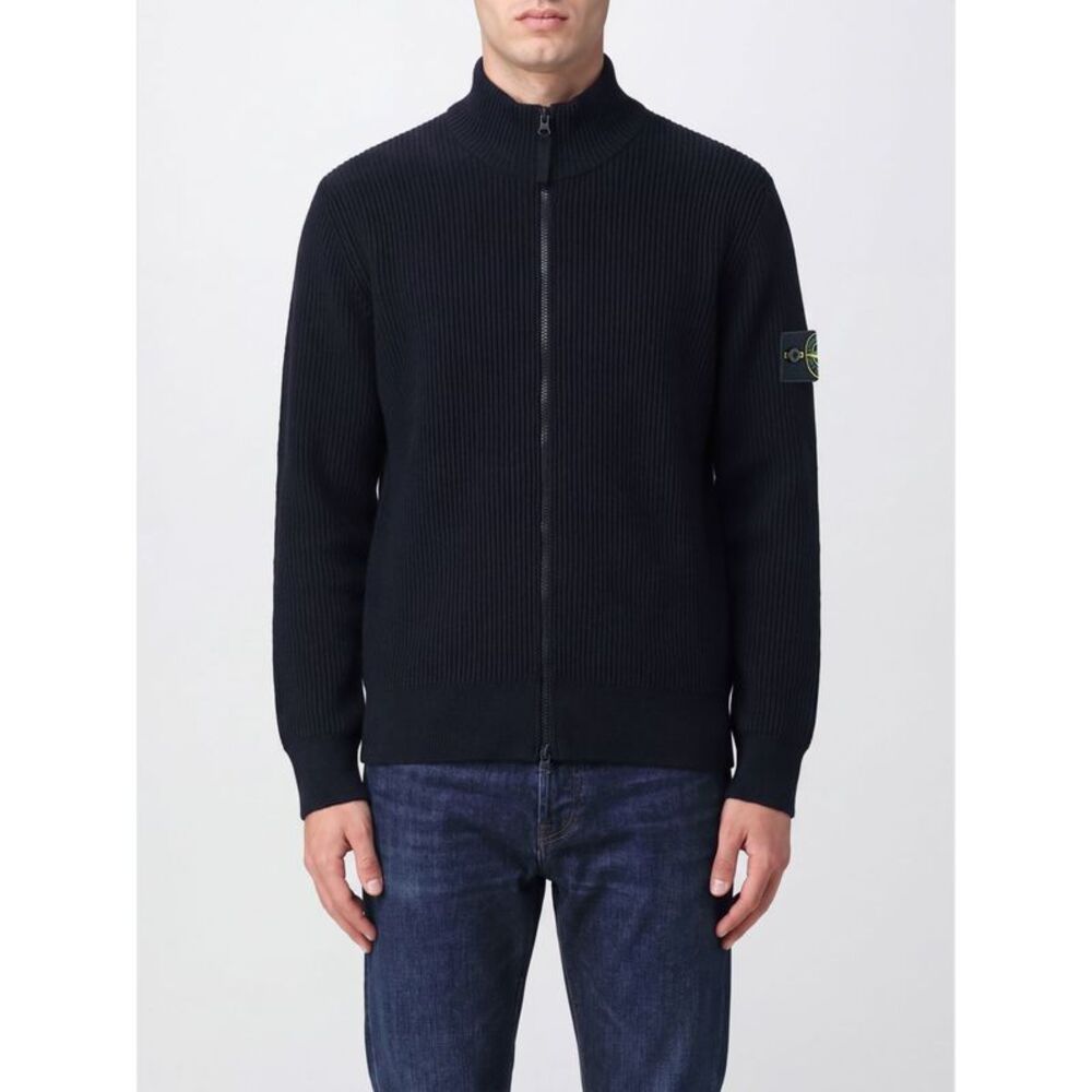 Stone Island Men Stone Island Virgin Wool High-Neck Cardigan With Zip Closure